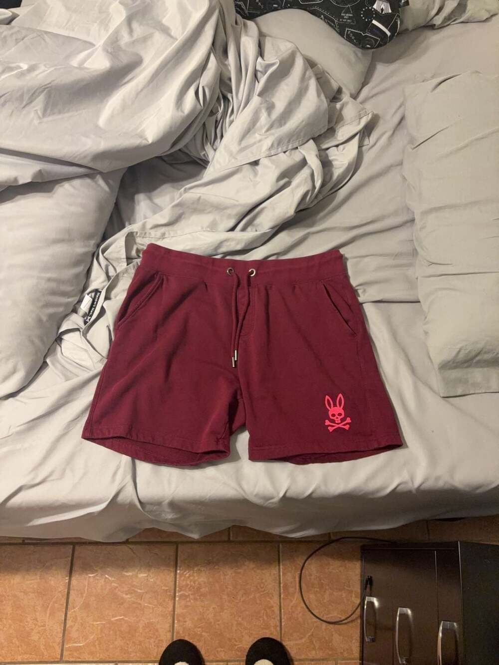 Psycho Bunny Maroon Sweat Shorts with Logo